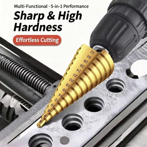Universal Step Drill Bit, Multi‑Function Hole Opener, High‑Hardness for Stainless Steel & Metal Drilling
