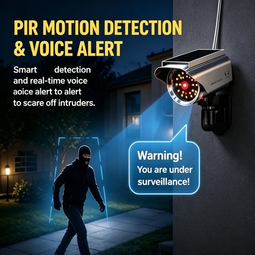 Solar Security Light Dummy Camera - Voice Alarm Motion Sensor