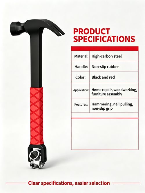 Multi-Function Claw Hammer with 4-in-1 Socket Wrench