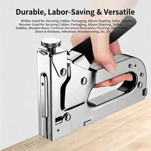 Manual Staple Gun, Woodworking Stapler for Renovation & Cable Groove Fixing