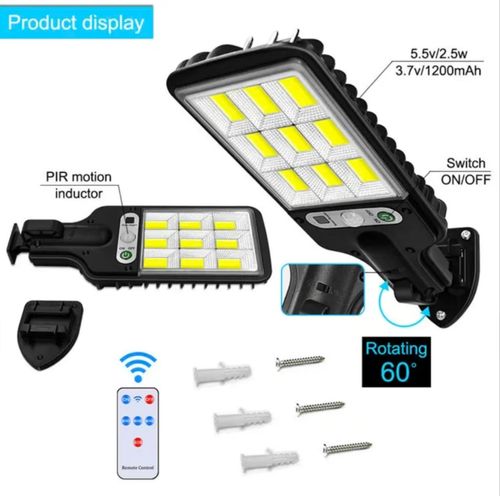Solar LED Outdoor Light, Garden Yard Wall Lamp with Motion Sensor, Waterproof Solar Powered Security Light