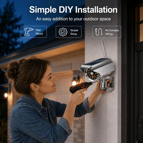 Solar Security Light Dummy Camera - Voice Alarm Motion Sensor