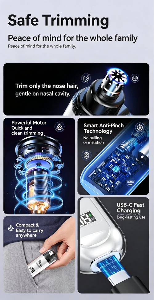 Rechargeable Nose Hair Trimmer with LED Display