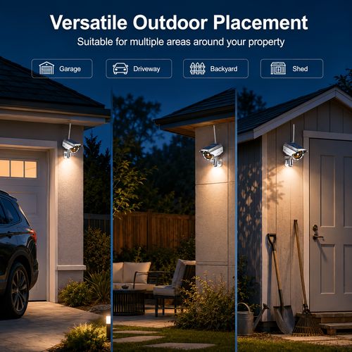 Solar Security Light Dummy Camera - Voice Alarm Motion Sensor