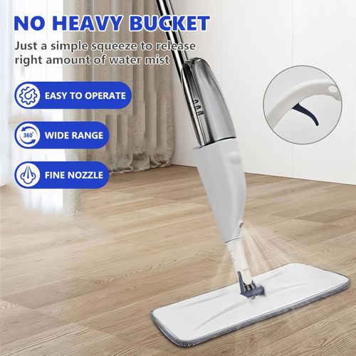 New Wet Dry Spray Flat Mop with Thick Self-Adhesive Pads