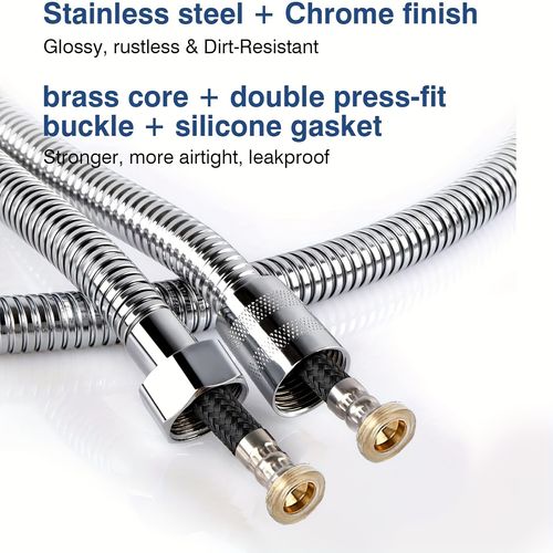 200cm Extra Long High-Pressure Shower Hose, 304 Stainless Steel Explosion-Proof