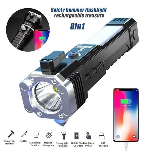 Rechargeable LED Flashlight & Car Safety Hammer