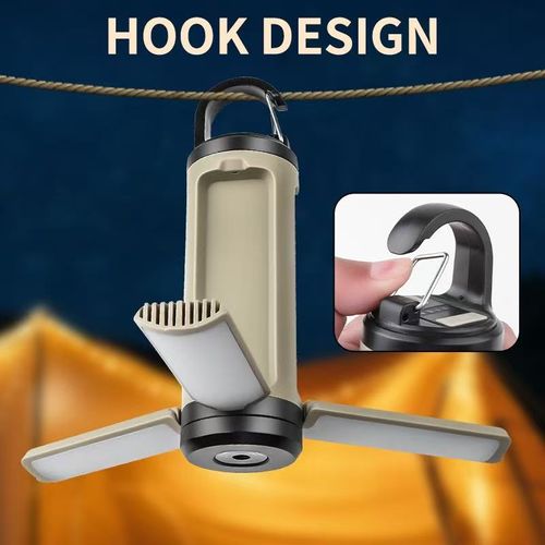 3‑Blade Foldable Rechargeable Waterproof Camping Light