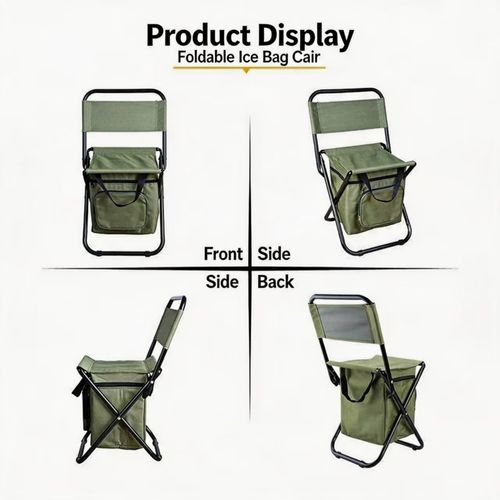 3‑in‑1 Camping Fishing Folding Chair with Cooler Bag & Side Pocket