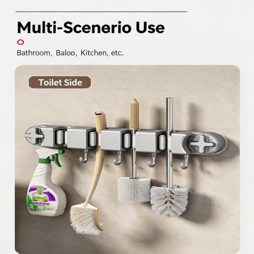 Suction-cup type hole-free mop wall-mounted storage clip