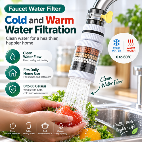 360 Degree Rotating Faucet Water Filter Multi Layer Filtration Universal Faucet Attachment