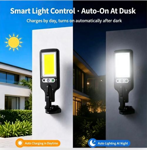 Solar LED Outdoor Light, Garden Yard Wall Lamp with Motion Sensor, Waterproof Solar Powered Security Light