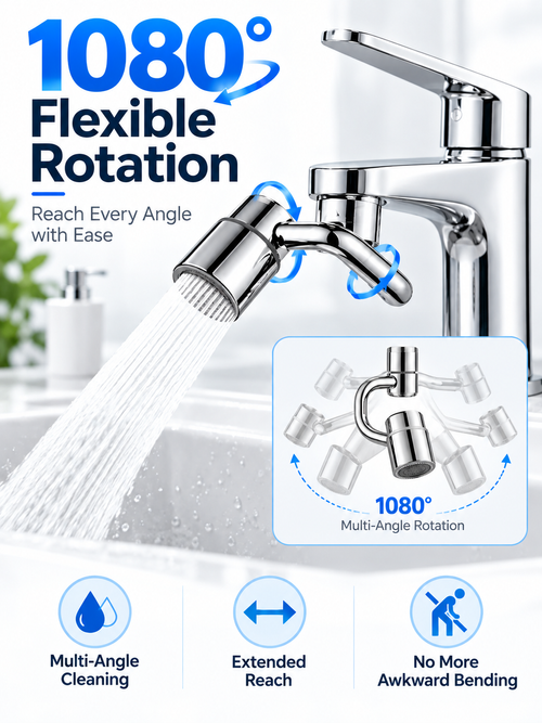 1080° Rotating Faucet Extender with Dual Water Modes – Brass Aerator, M22  M24 Universal Fit