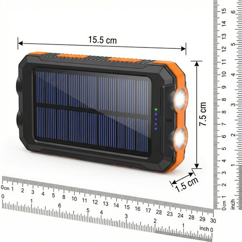 20000mAh Solar Power Bank, Dual‑USB, LED & Compass, Outdoor‑Ready