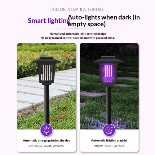 Solar Mosquito Killer Lamp Waterproof Outdoor Lawn Light, 2 in 1 Solar Powered Bug Zapper for Garden Yard Patio Fly Insect Trap
