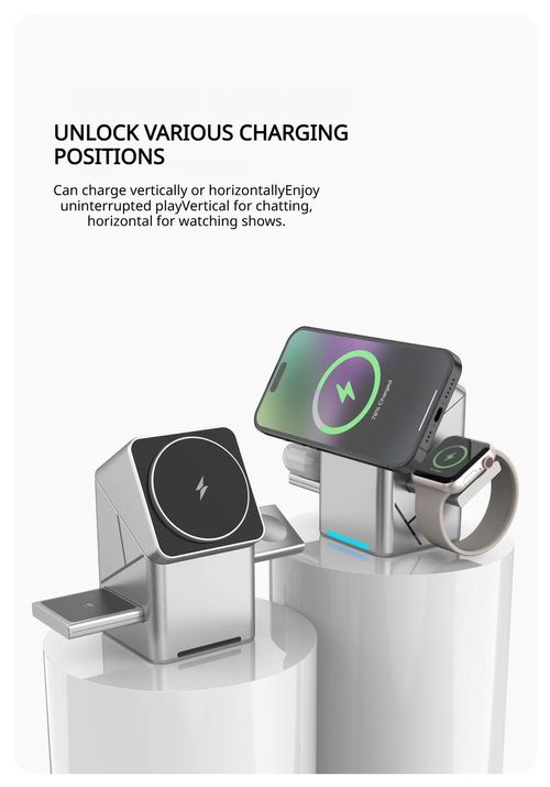 Magic Cube 3 in 1 Self-Rotating Magnetic Wireless Charger 15W Fast Charging PD & OVP Protection, Wireless SmartPhone Charger