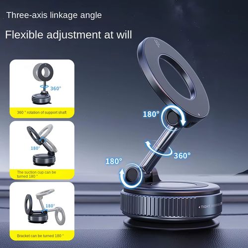 Vacuum Drop Glue Adsorption Magnetic Suction Car Mobile Phone Bracket Wireless Charging Suction Cup Mount for Dashboard Model