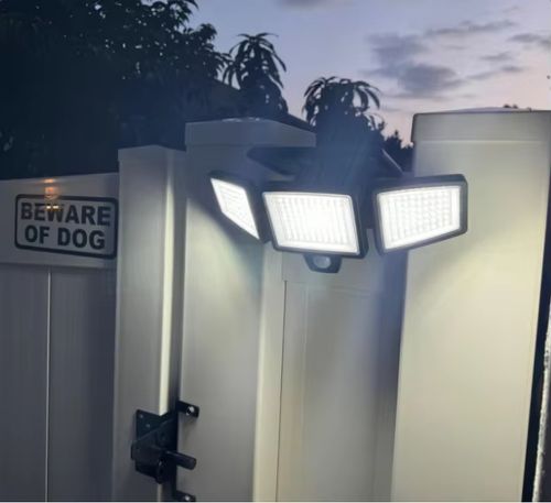 Solar Outdoor Flood Light 210 LED Security Light with Remote Control Motion Sensor Waterproof Wide Angle 3 Modes Wall Sconce