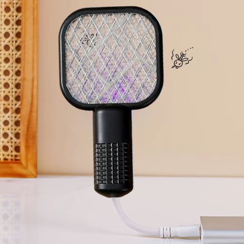 Small Electric Mosquito Killer 5 Layer Security Net Compact Portable USB Interface Electric Fly Swatter for Home Outdoor Camping