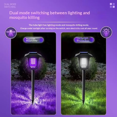 Solar Mosquito Killer Lamp Waterproof Outdoor Lawn Light, 2 in 1 Solar Powered Bug Zapper for Garden Yard Patio Fly Insect Trap