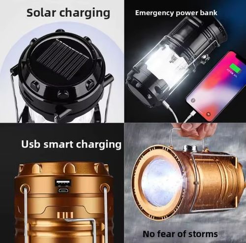 Portable LED Solar Powered Emergency Lantern Light Outdoor Rechargeable Lantern for Camping