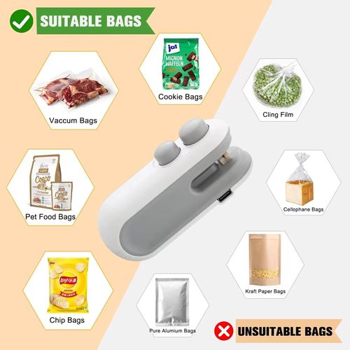 Portable USB Rechargeable Mini Vacuum Sealing Machine Household Use Plastic Bag Food Sealer