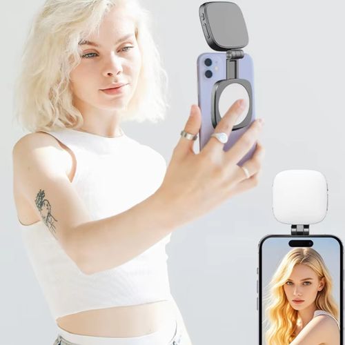 Upgraded Magnetic Mini Pocket Light Adjustable Brightness Phone Fill Lamp With Cosmetic Mirror for Live Streaming
