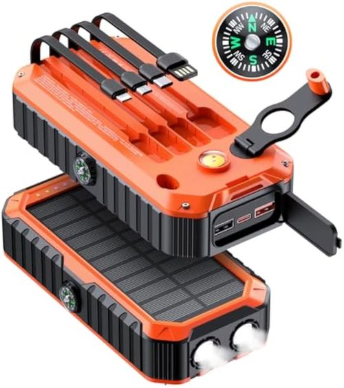 HYTO 20000mAh Hand Crank Solar Power Bank PD20W Fast Charging Camping Light Portable Charger Mobile Phone Outdoor Spare Battery