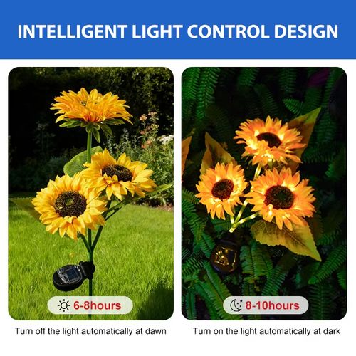 Sunflower LED Light Outdoor Waterproof IP65 Lawn Camp Decorative Ambient Lighting Three Heads Solar Garden Lights