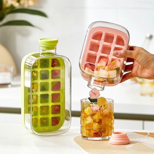 800ml Pink New Trend Portable Cool Summer Ice Bottle Cup Tray 2 in 1 Ice Cube Bottle Mold Ice Bottles Ball Icecube Drink Water