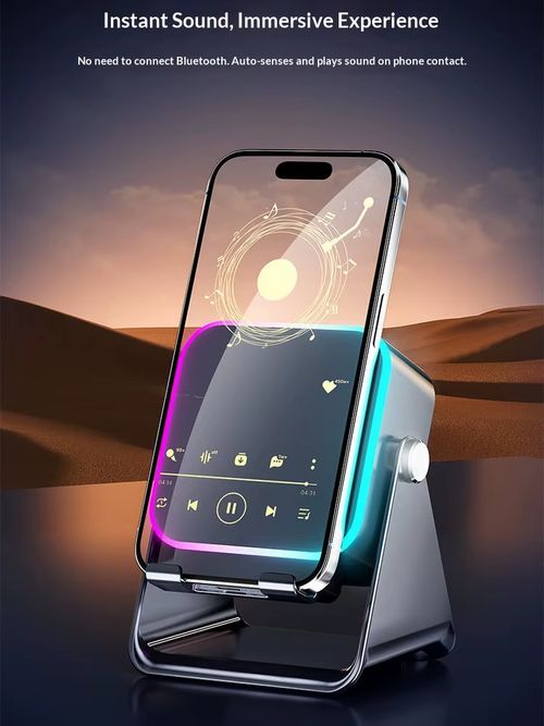 3 In 1 Wireless Charger Phone Holder RGB Induction Speaker Multifunctional Desktop Bedside Portable Bracket
