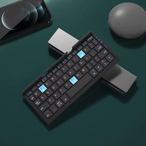 Aluminum Foldable Wireless Keyboard with Magnetic Stand, Rechargeable Mini Portable Bluetooth Keyboard for iPad, Tablets & Mobile Phones