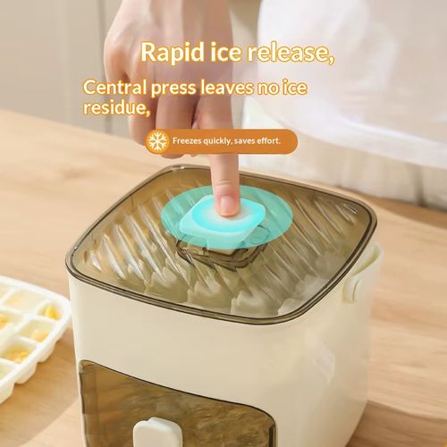 Press Ice Cube Mold & Tray with Printing Lids Easy to Demold Food Grade Plastic Modern Design