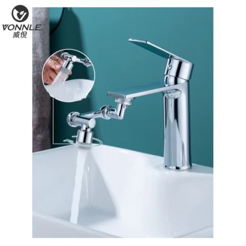 Universal Rotating Aerator Spout Splash-Proof Feature Eco-Friendly Chrome Finish High Pressure Water Saving Bathroom Faucet