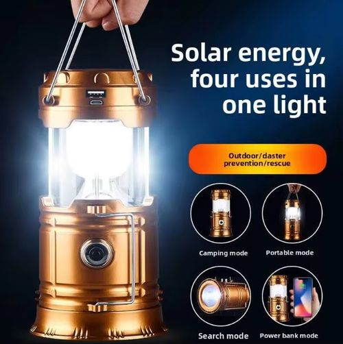 Portable LED Solar Powered Emergency Lantern Light Outdoor Rechargeable Lantern for Camping
