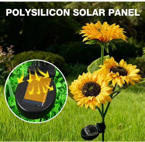 Sunflower LED Light Outdoor Waterproof IP65 Lawn Camp Decorative Ambient Lighting Three Heads Solar Garden Lights