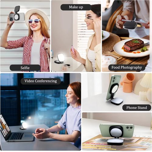 Upgraded Magnetic Mini Pocket Light Adjustable Brightness Phone Fill Lamp With Cosmetic Mirror for Live Streaming