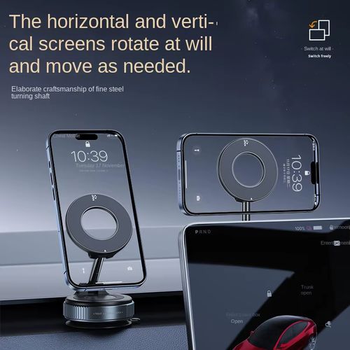 Vacuum Drop Glue Adsorption Magnetic Suction Car Mobile Phone Bracket Wireless Charging Suction Cup Mount for Dashboard Model