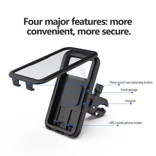 Quick Installation Vibration Dampening Waterproof Fully Enclosed Handlebar Fix Mobile Holder for Bike Motorbike