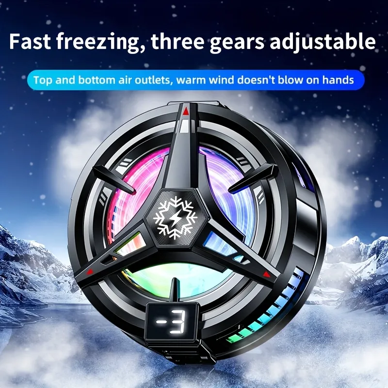 Semiconductor Phone Cooler, Magnetic + Back Clip 2-in-1, Tri-Color RGB, Type-C | Accra Stock