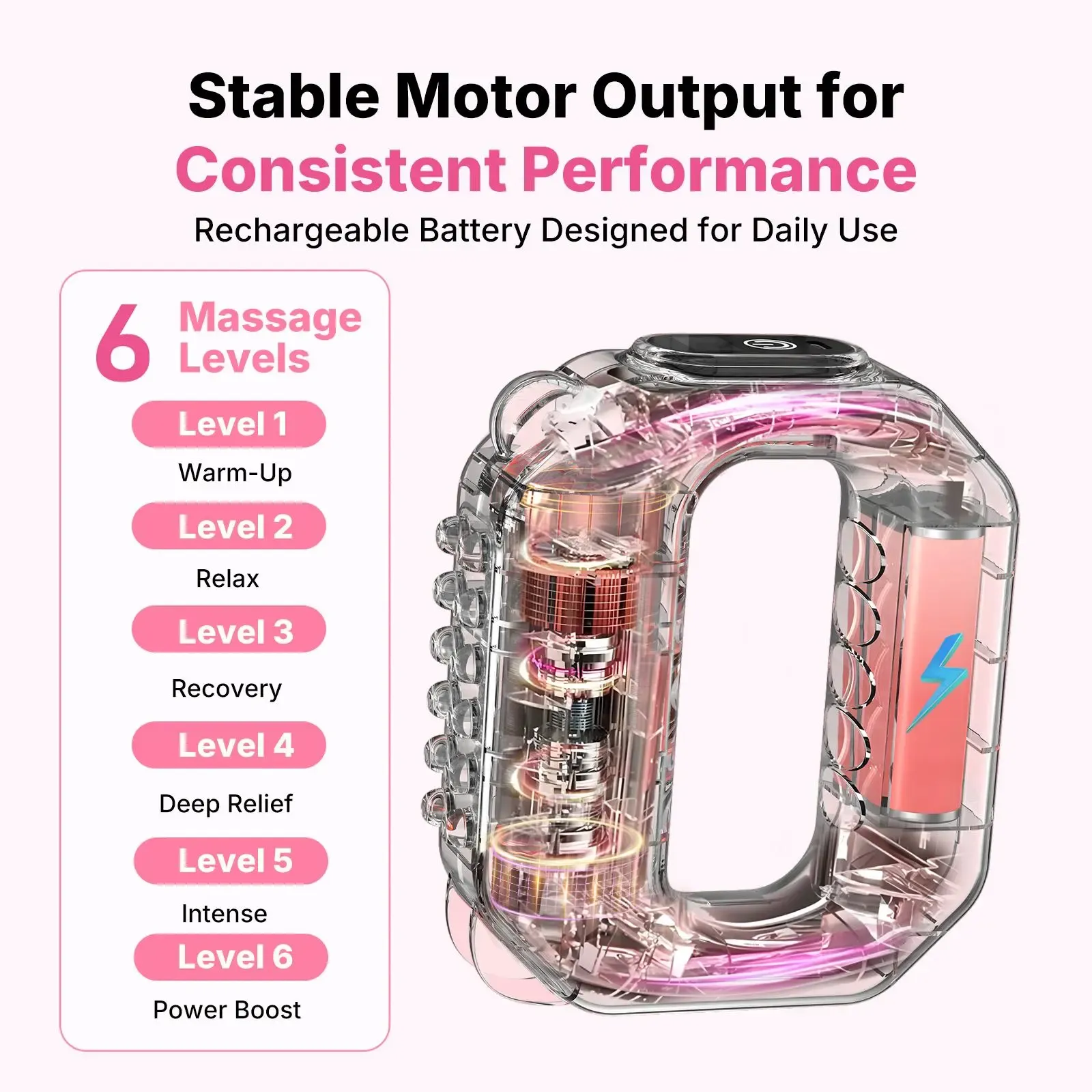 6‑Speed Adjustable Cordless Portable Fascia Ring Massager, Hands‑Free Deep Vibration Muscle Relaxer for Neck Shoulder Waist Leg, Silent Massage Tool for Sedentary & Workout Use