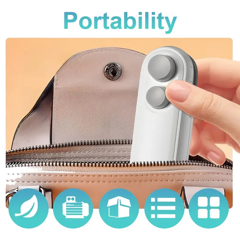 Rechargeable 2-in-1 Mini Bag Sealer & Cutter, Portable Magnetic Heat Sealer Machine, Plastic Snack Chip Bag Sealer for Food Freshness, Household Kitchen Gadget