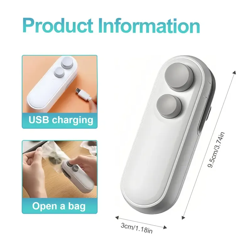 Rechargeable 2-in-1 Mini Bag Sealer & Cutter, Portable Magnetic Heat Sealer Machine, Plastic Snack Chip Bag Sealer for Food Freshness, Household Kitchen Gadget