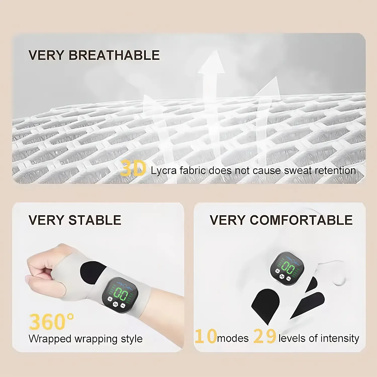 EMS Wrist Massager, Post‑Sport Muscle Relaxation, Cordless Portable Multi‑Mode Pulse Wrist Care Device, Ghana COD Free Delivery