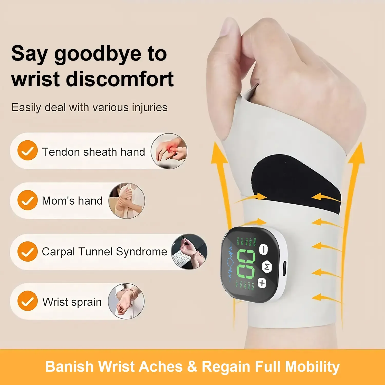 EMS Wrist Massager, Post‑Sport Muscle Relaxation, Cordless Portable Multi‑Mode Pulse Wrist Care Device, Ghana COD Free Delivery