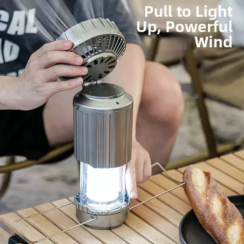 Multi‑Function Solar Bluetooth Fan Camping Lantern With Fan Speaker Emergency Power Bank Hand‑Hanging Light For Camping Fishing