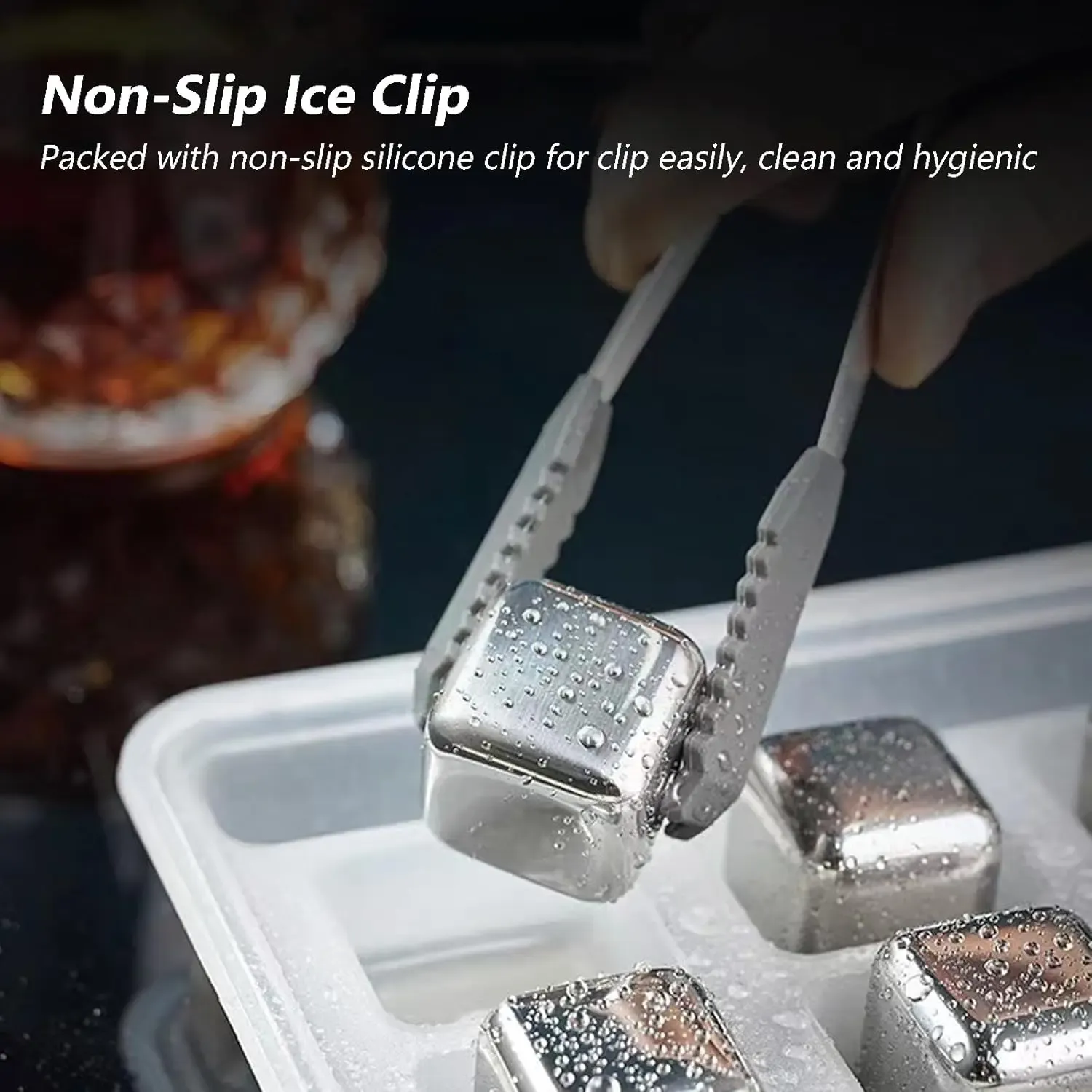 Reusable 304 Stainless Steel Whiskey Chilling Stones, No Liquor Dilution, Avoid Water Source Secondary Pollution, Home Bar Party Cooling Accessories with Ice Tongs
