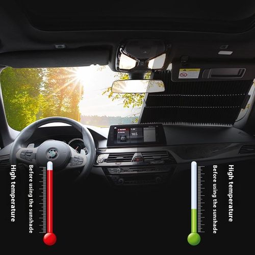 One‑Pull Retractable Car Windshield Sunshade Nano Aluminum Foil Heat Insulation Cuttable Dual‑Use For Sedan SUV Home Window