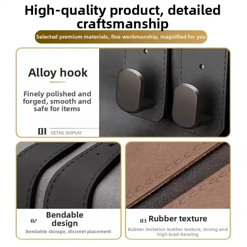 Hidden Double Car Seat Back Hook, Multifunctional Headrest Storage Hanger, Backseat Phone Holder Car Organizer Hook