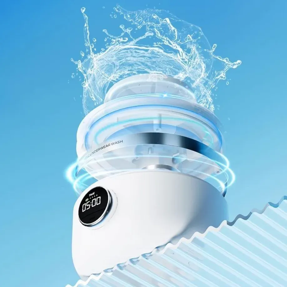 Wireless Portable Laundry Cup Cordless Mini Underwear Washing Machine, Full Waterproof Rechargeable Small Washer for Socks Bra Delicates, 3 Modes Timing Compact Travel Washer for Ghana Dorm Bathroom Hotel RV